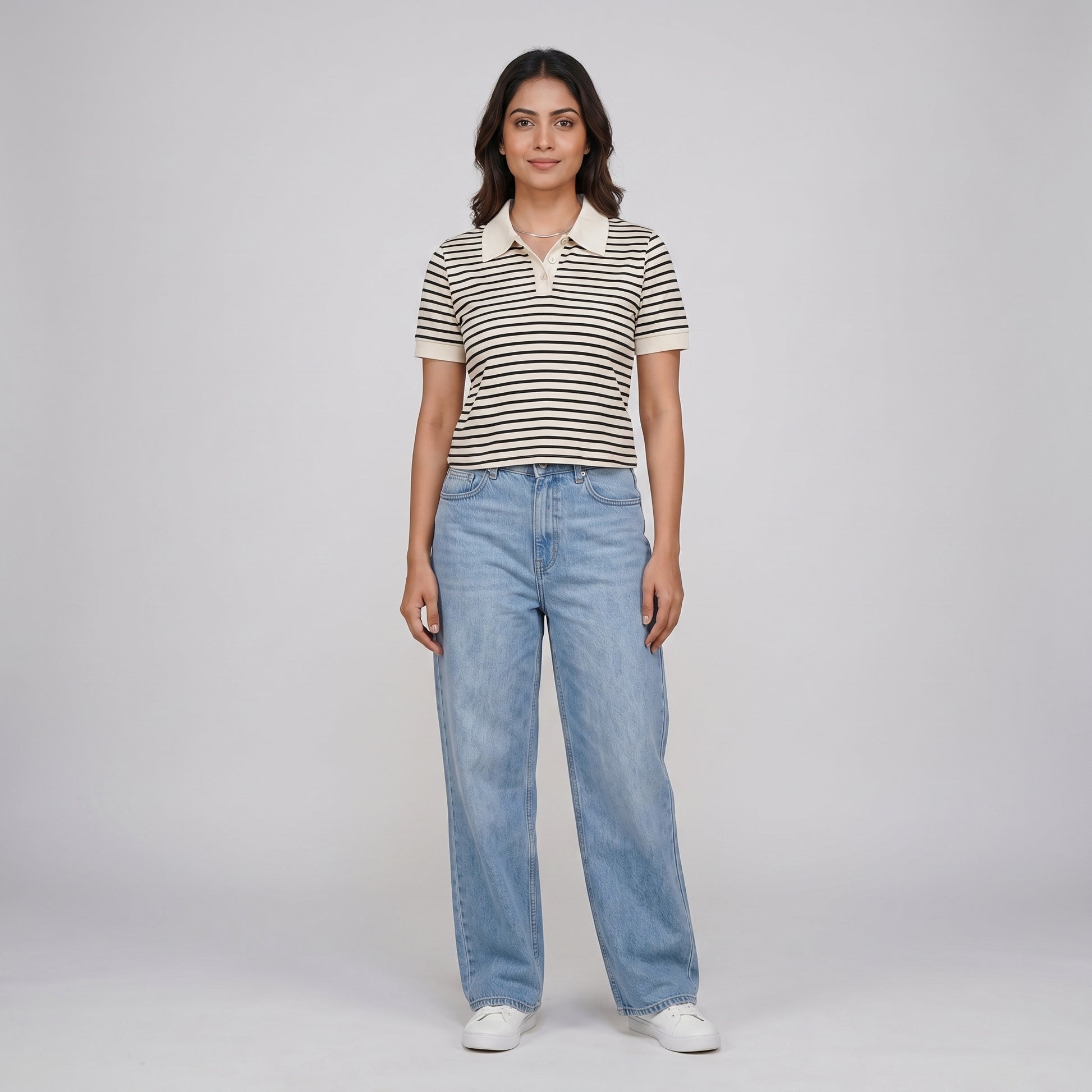 Slim Fit Striped Crop T-Shirt