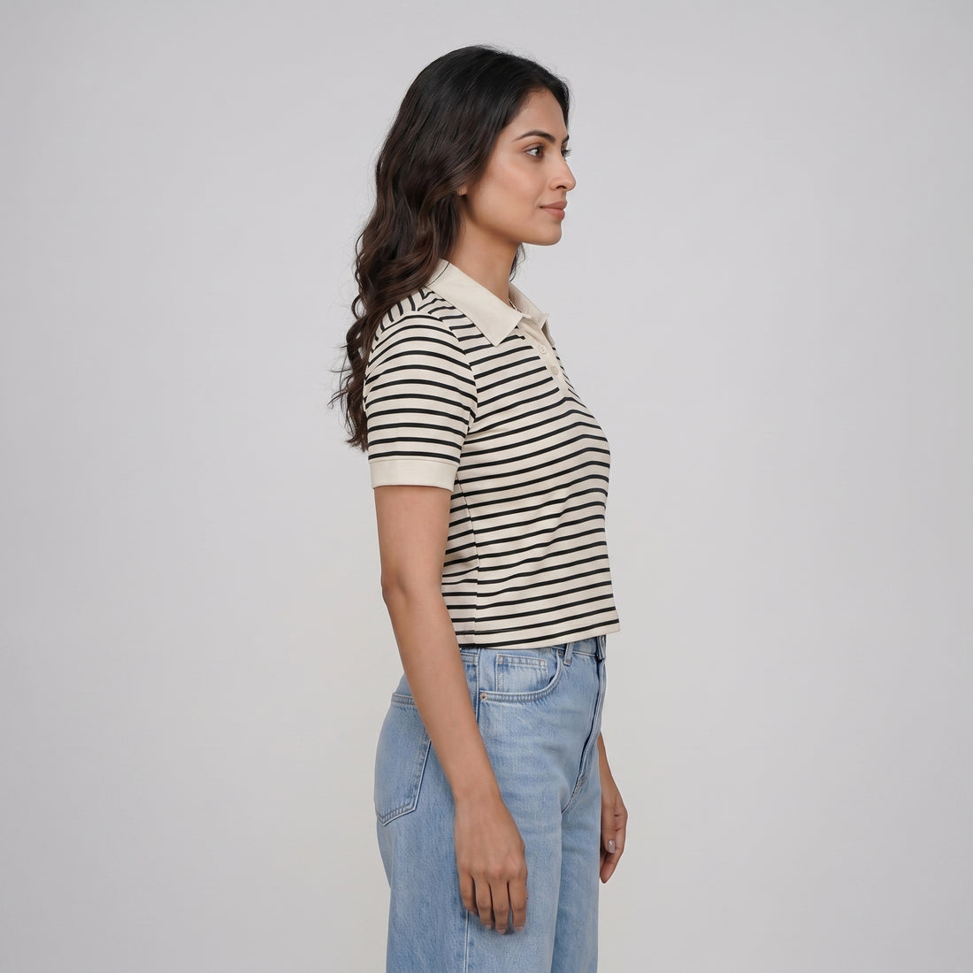 Slim Fit Striped Crop T-Shirt