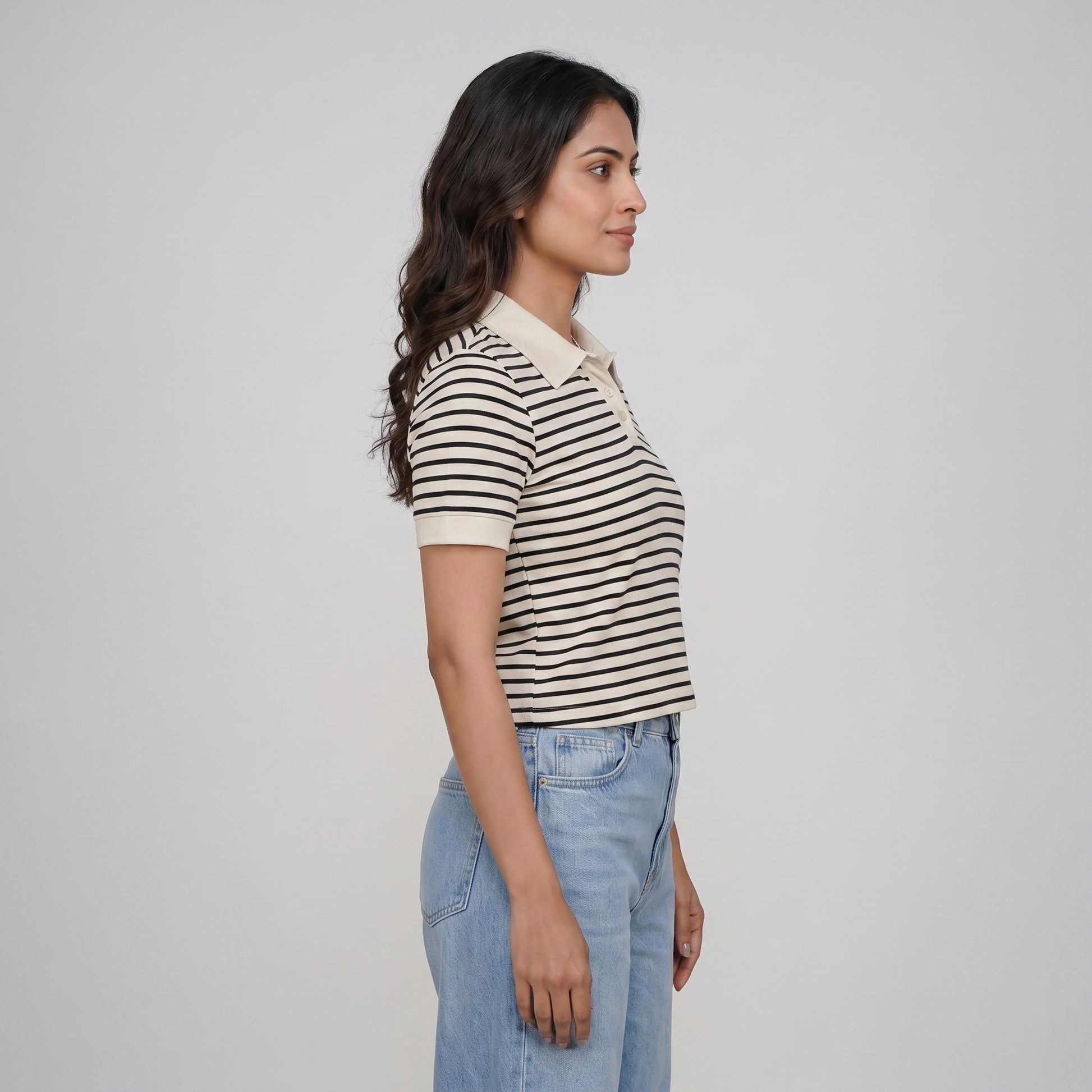 Slim Fit Striped Crop T-Shirt