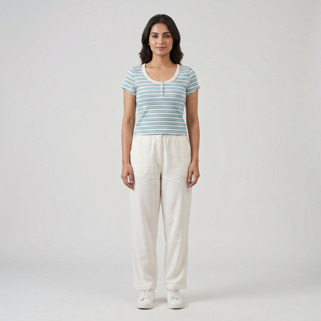 Knitted Striped Crop T-Shirt