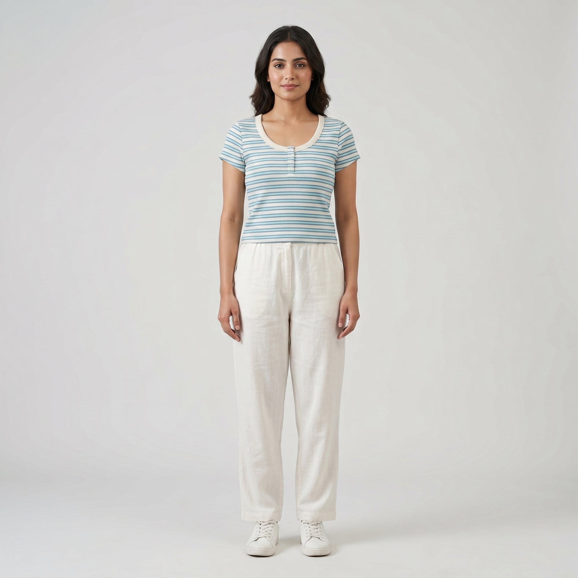 Knitted Striped Crop T-Shirt