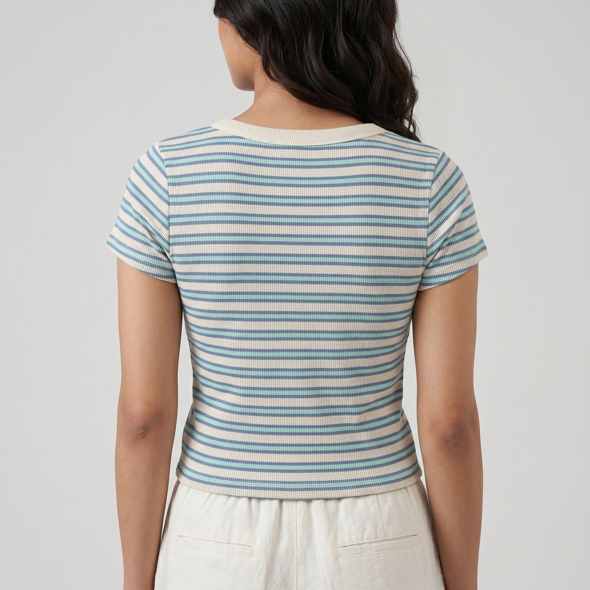 Knitted Striped Crop T-Shirt