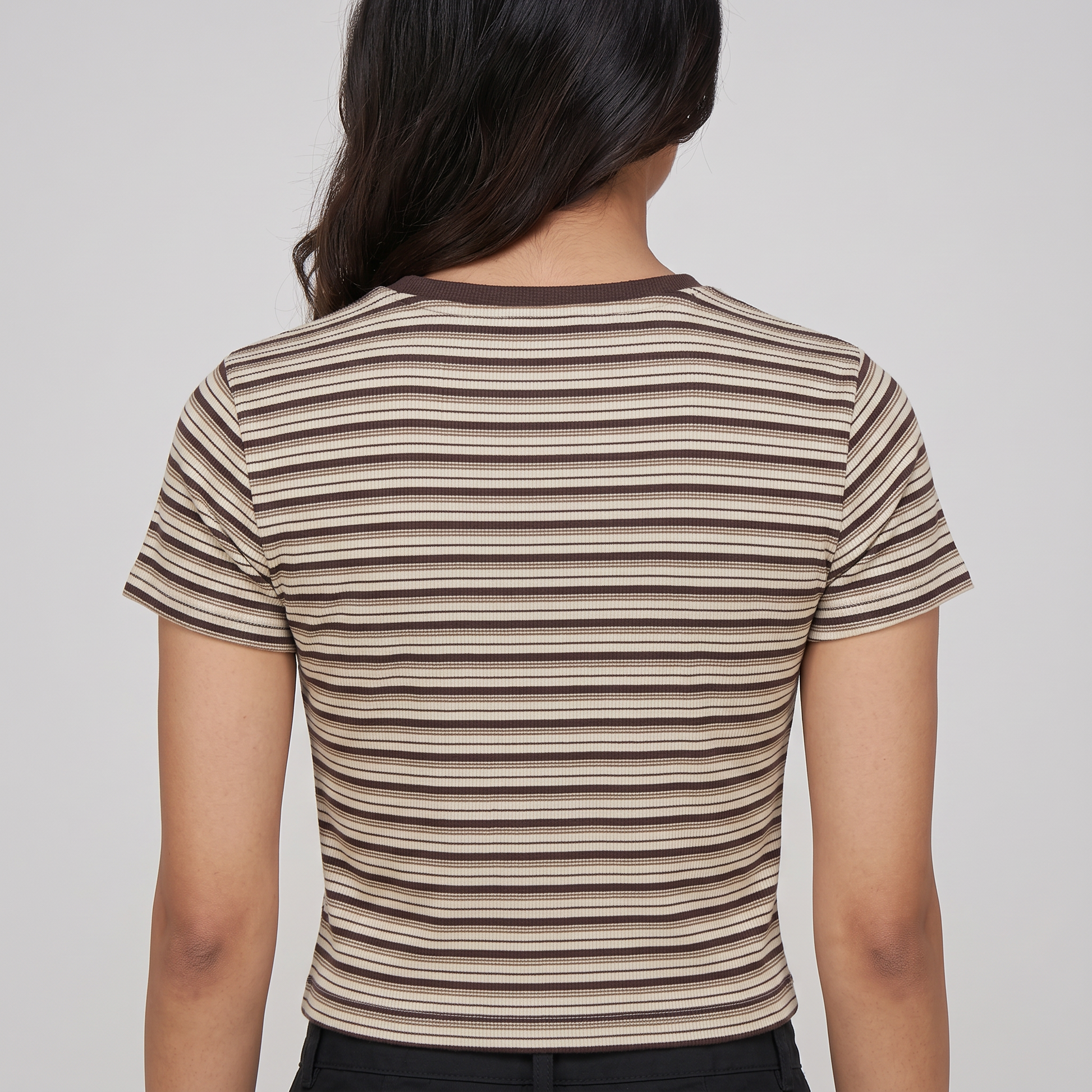 Striped Slim Fit Crop T-Shirt