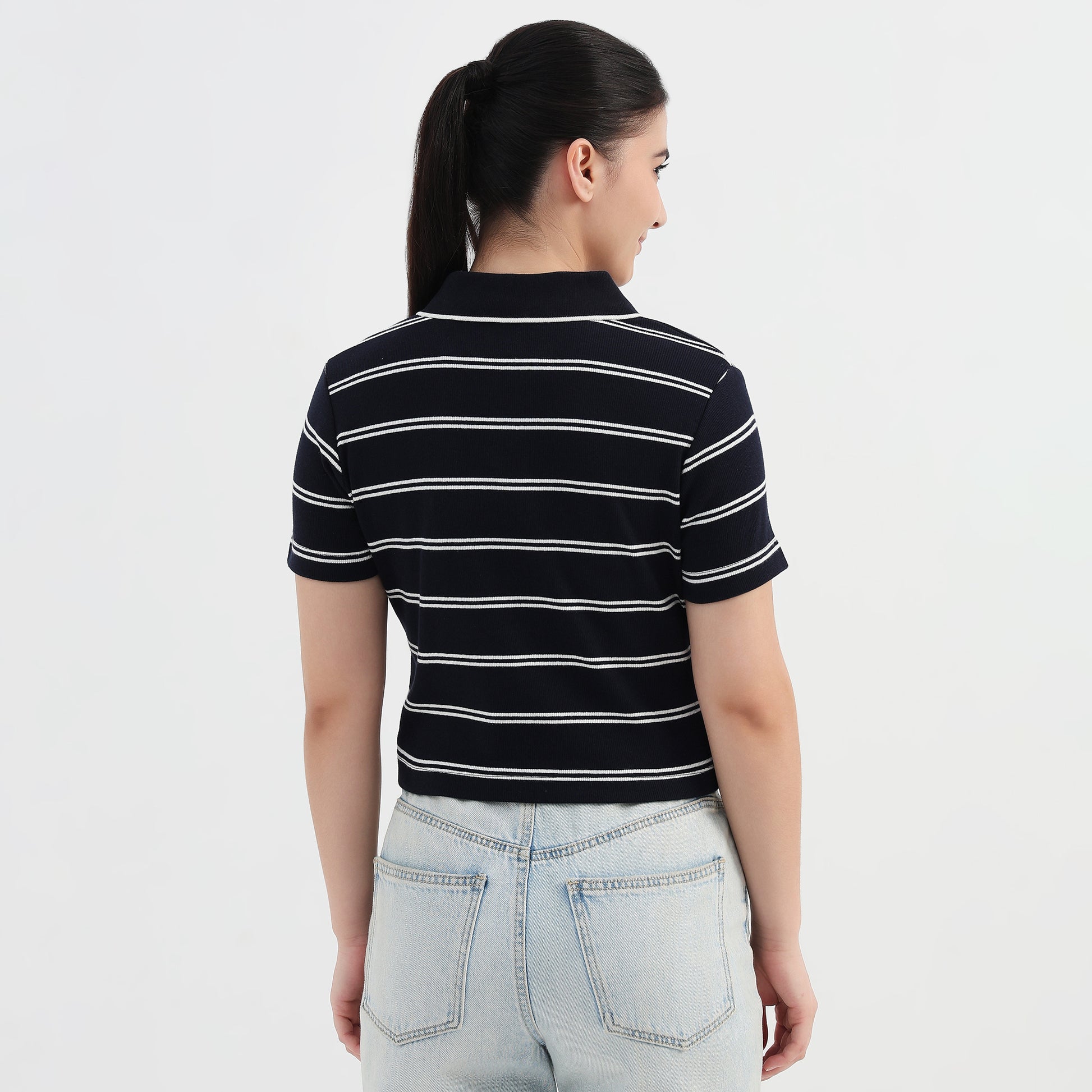 Striped Slim Fit Crop T-Shirt