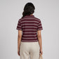 Striped Slim Fit Crop Polo T-Shirt