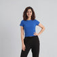Solid Slim Fit Crop T-Shirt