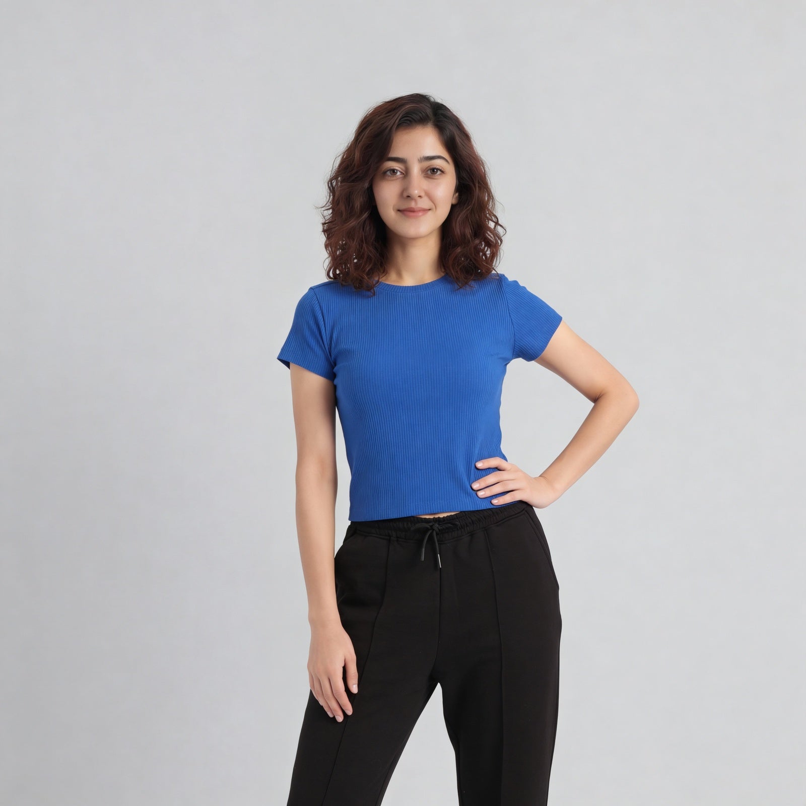 Solid Slim Fit Crop T-Shirt