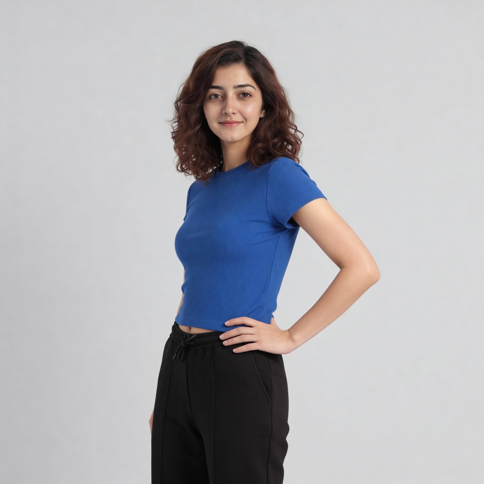 Solid Slim Fit Crop T-Shirt