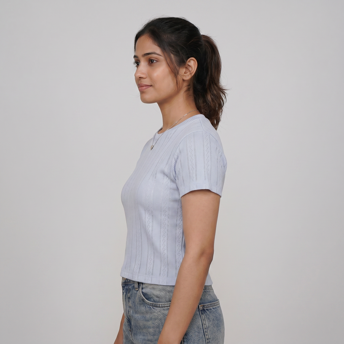 Slim Fit Solid Crop T-Shirt