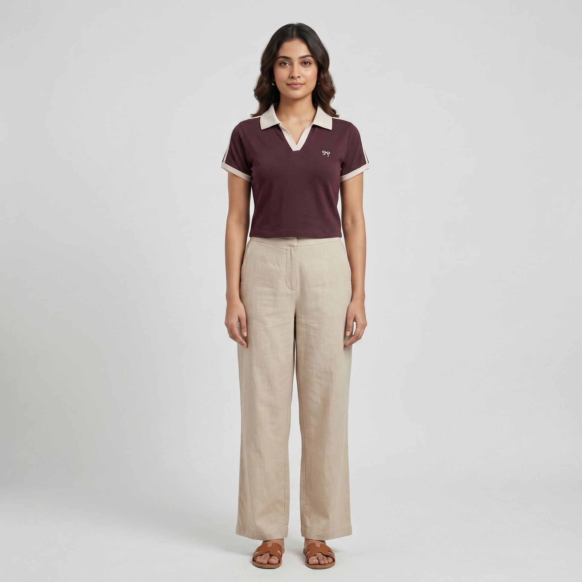 Knitted Crop Polo T-Shirt