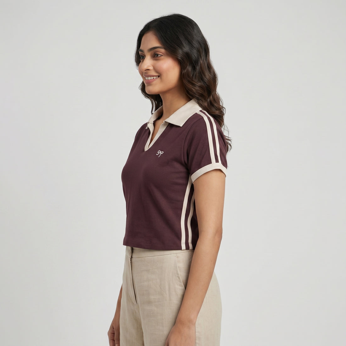 Knitted Crop Polo T-Shirt