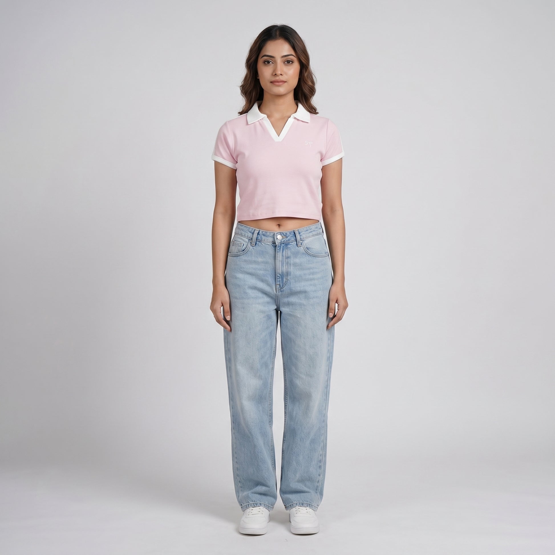 Knitted Crop Polo T-Shirt
