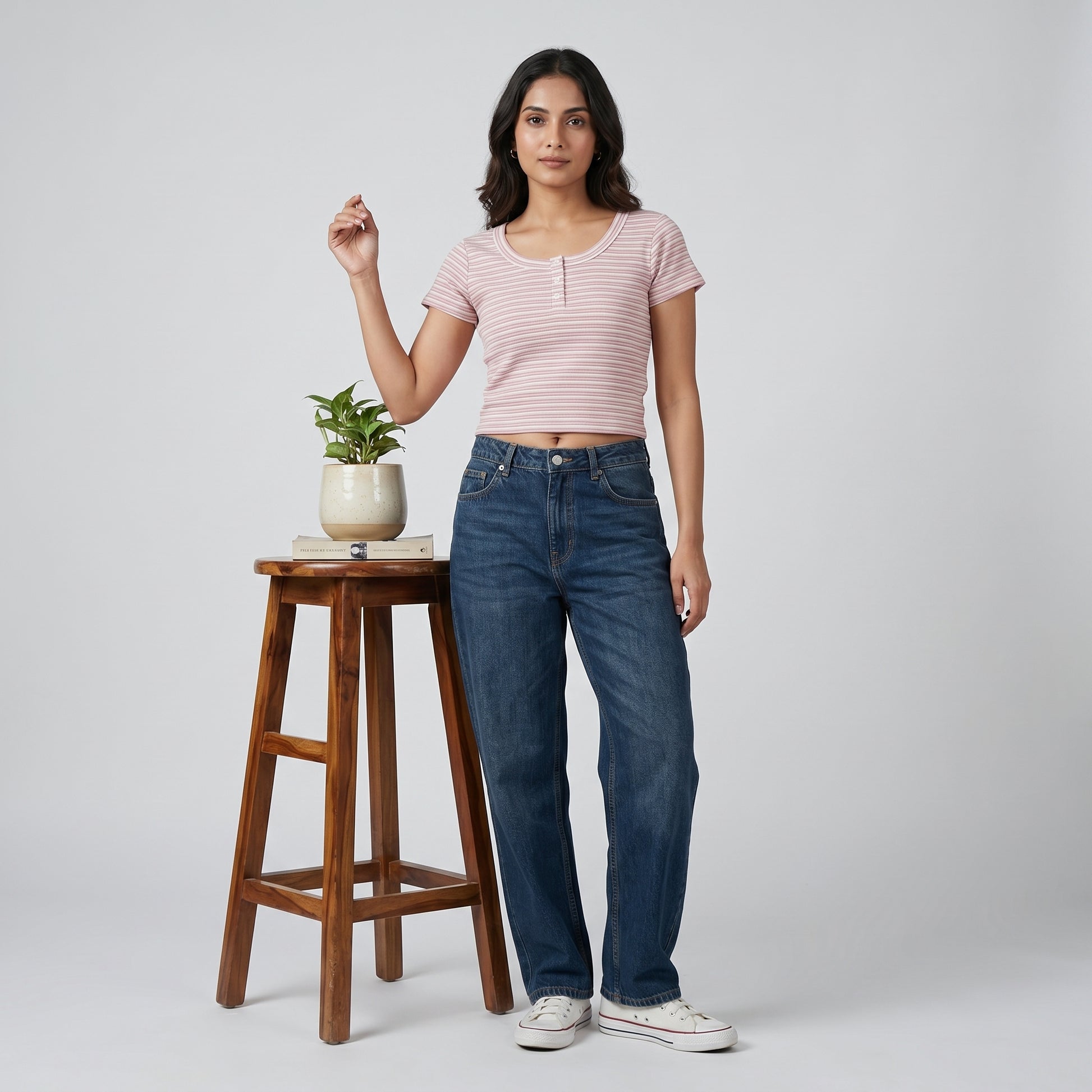 Striped Slim Fit Crop T-Shirt
