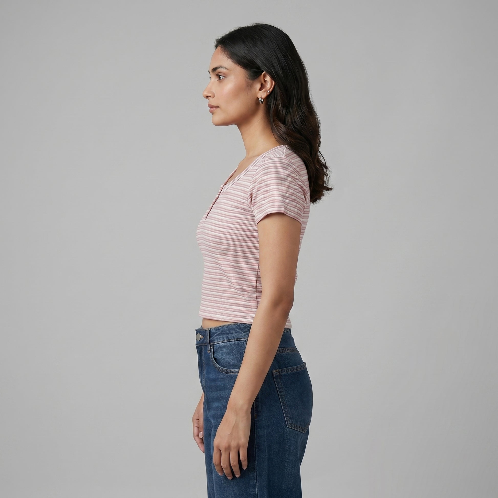 Striped Slim Fit Crop T-Shirt
