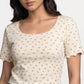 Printed Scoop Neck Slim T-Shirt