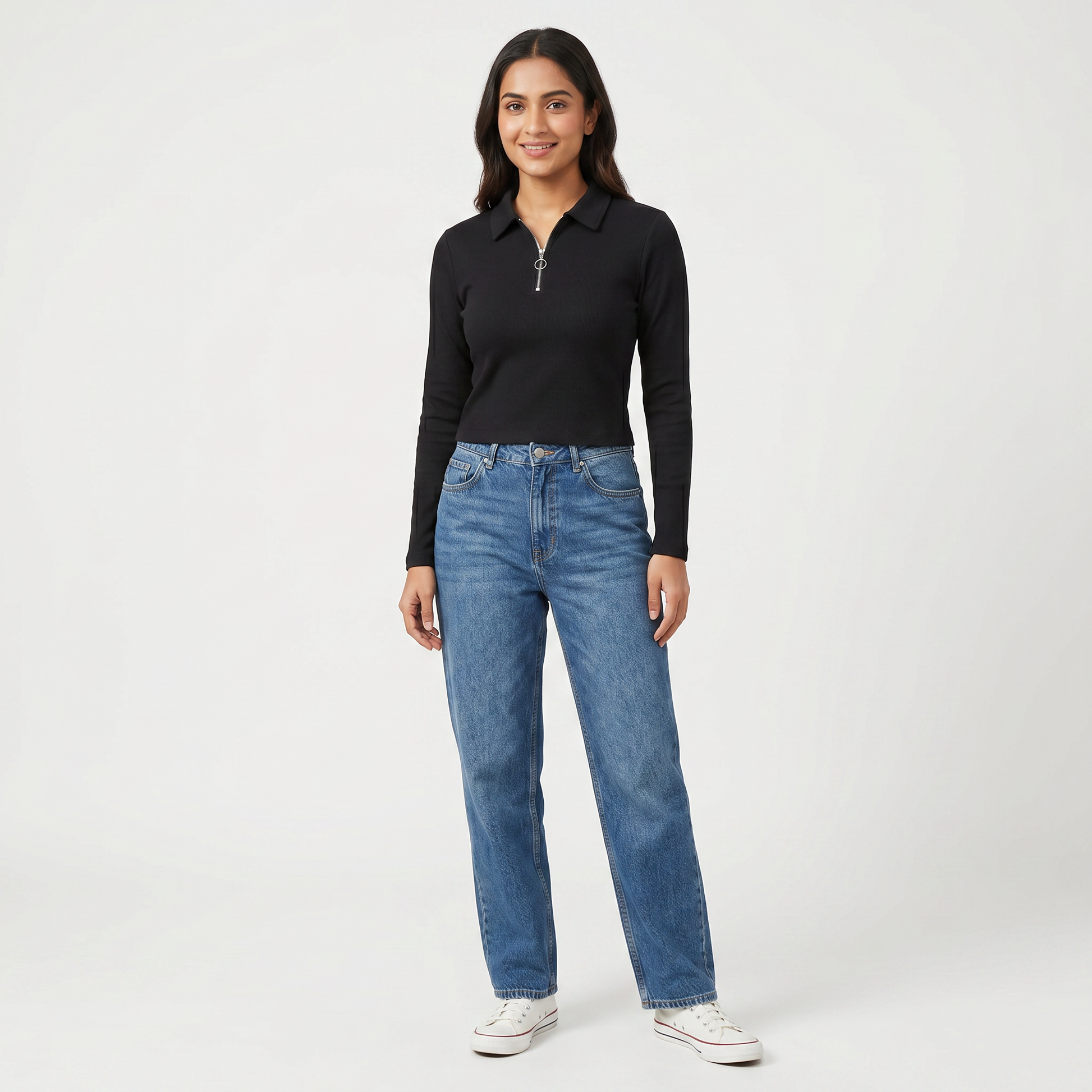 Slim Fit Cropped Polo T-Shirt