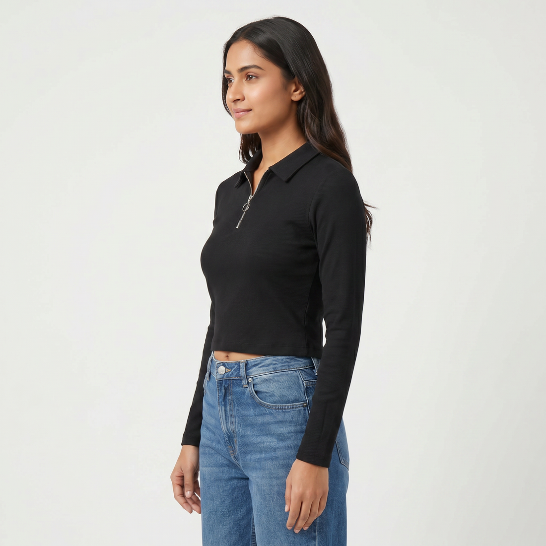 Slim Fit Cropped Polo T-Shirt