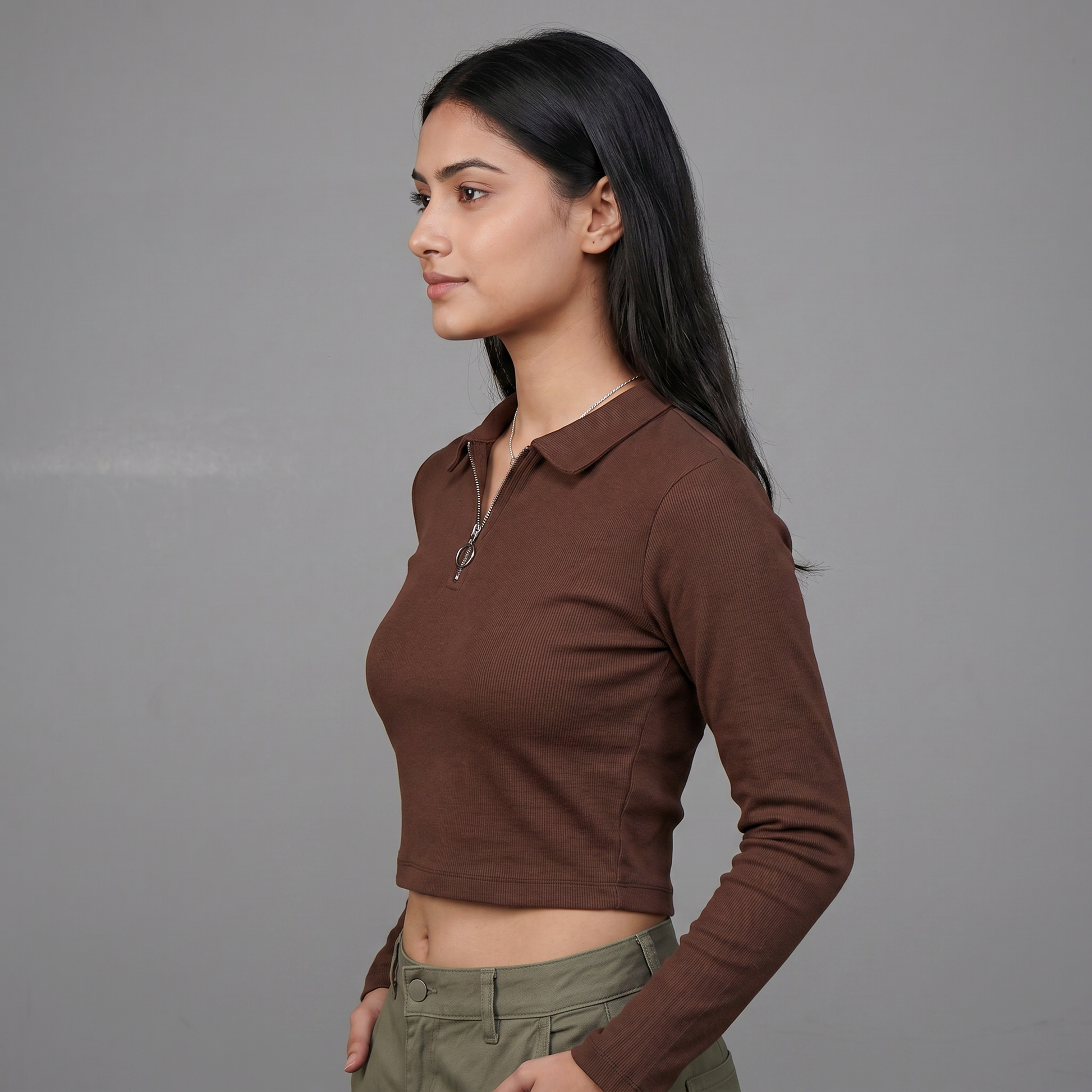 Slim Fit Cropped Polo T-Shirt