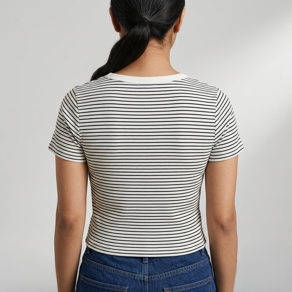Striped Slim Fit Cropped T-Shirt