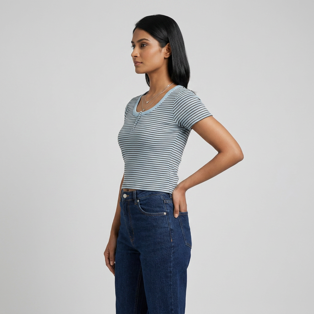 Striped Slim Fit Cropped T-Shirt