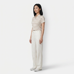 Striped Cropped Polo T-Shirt