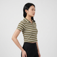 Striped Cropped Polo T-Shirt