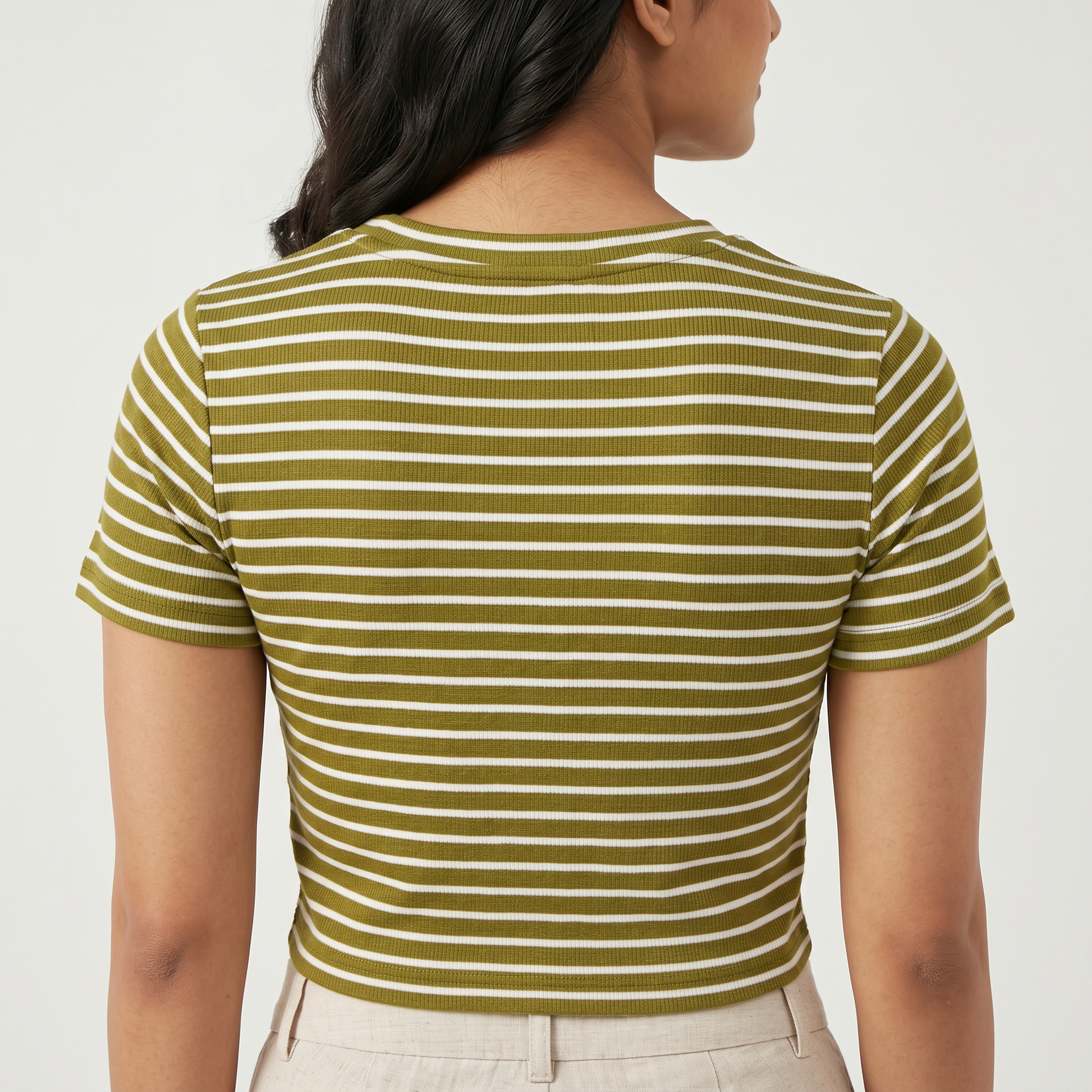 Striped Slim Fit Cropped T-Shirt