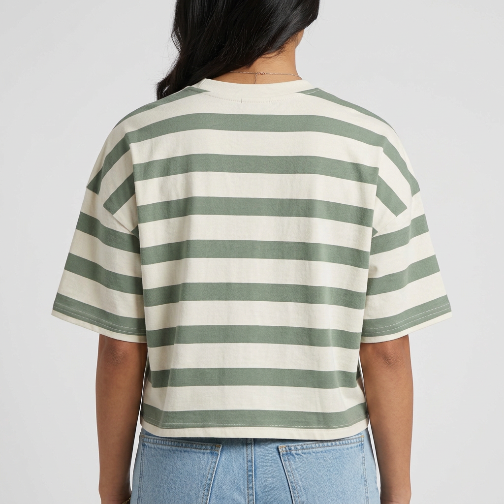 Cotton Striped Cropped T-Shirt