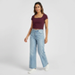 Solid Slim Fit Crop T-Shirt