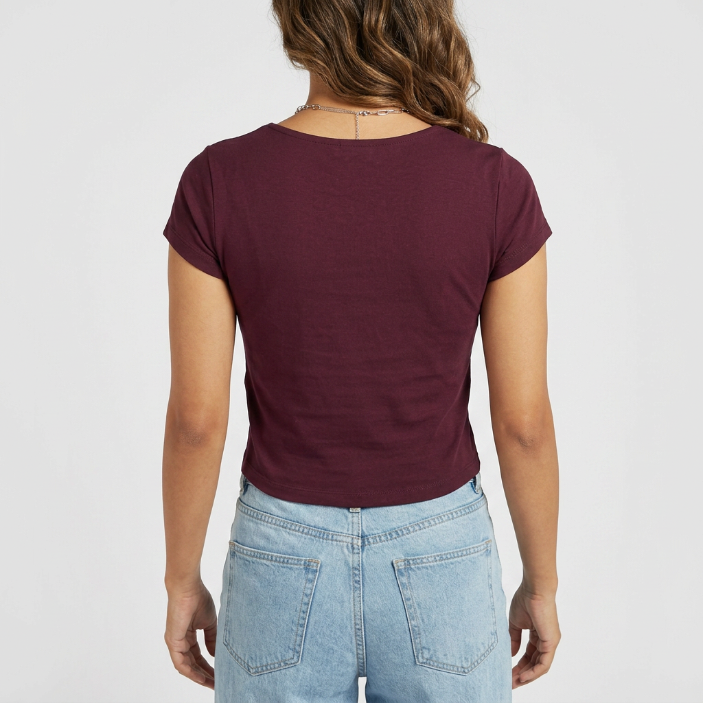 Solid Slim Fit Crop T-Shirt