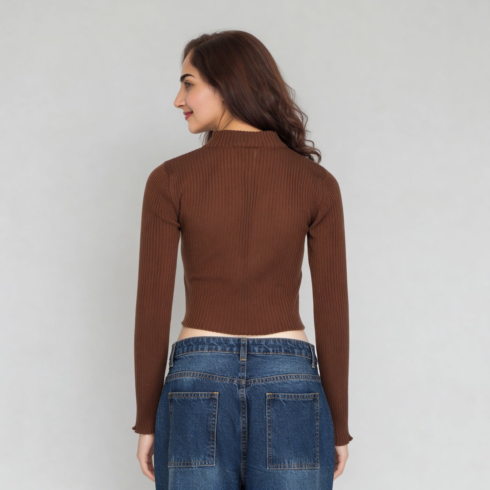 Structured Full Sleeve Flat Knit T-Shirt