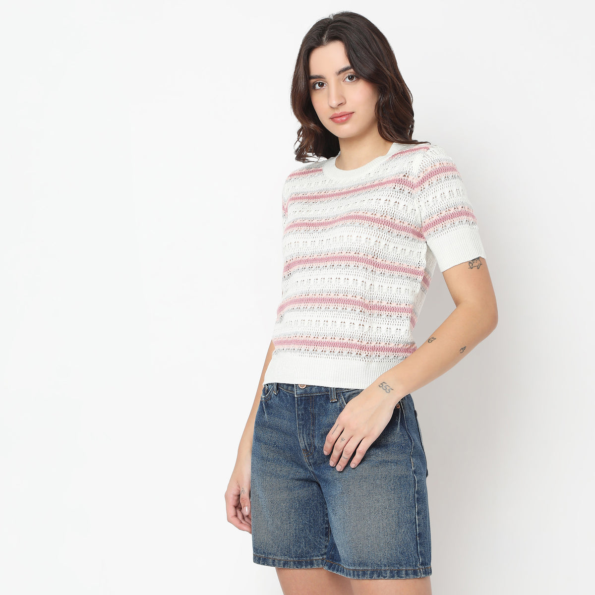 Regular Fit Striped Sweat Tees