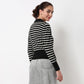 Striped Cropped Flat Knit Top