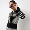 Striped Cropped Flat Knit Top