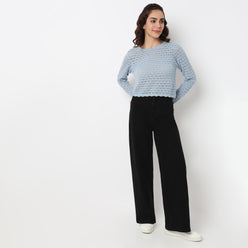 Cotton Full Sleeve Flatknit Top