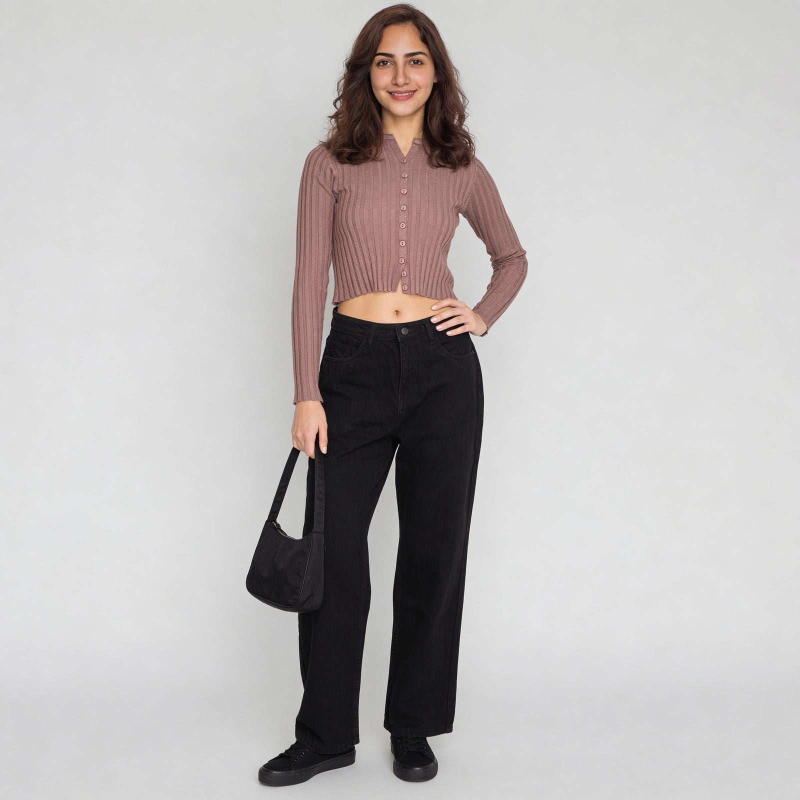 Polyester Viscose Solid Full Sleeve Top