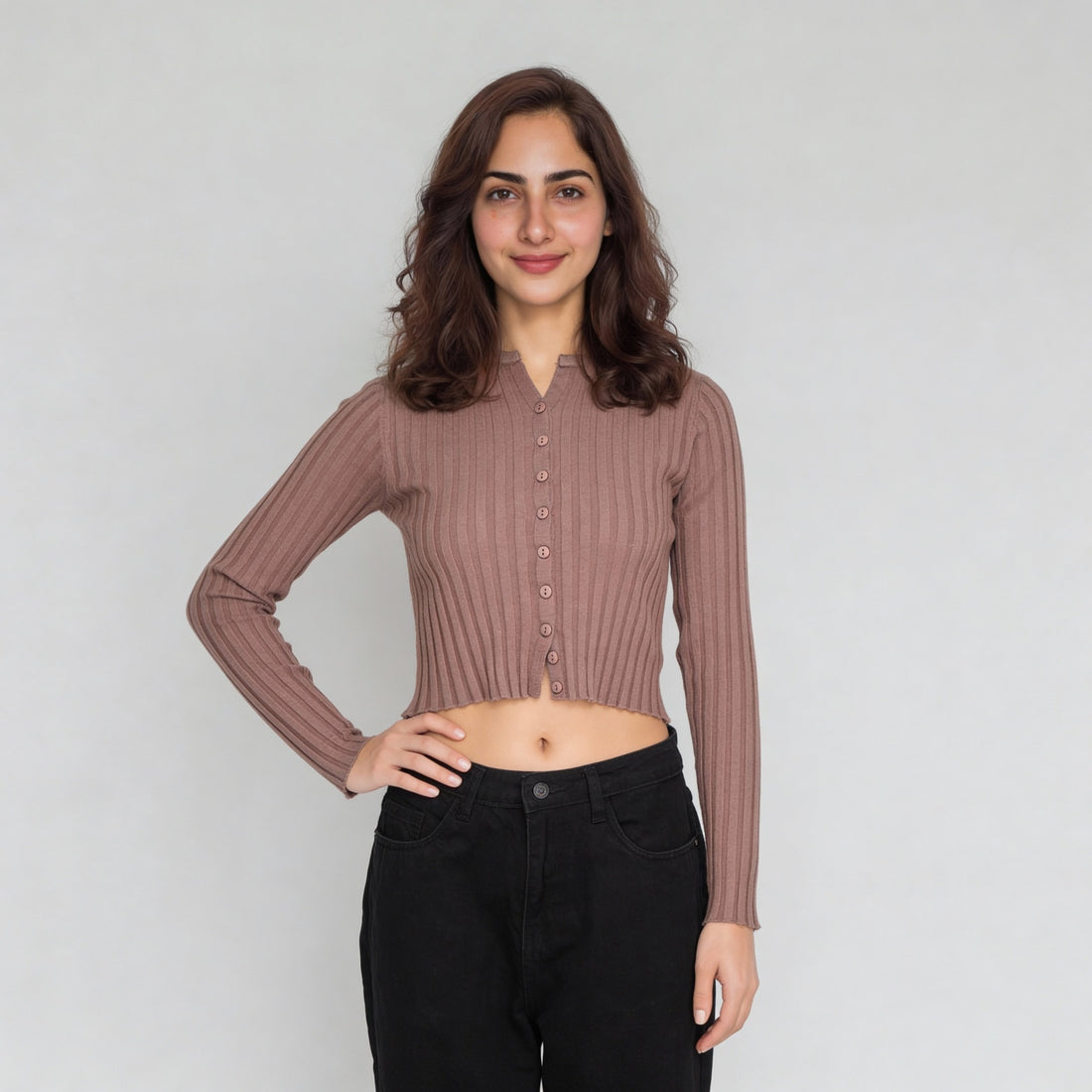 Polyester Viscose Solid Full Sleeve Top