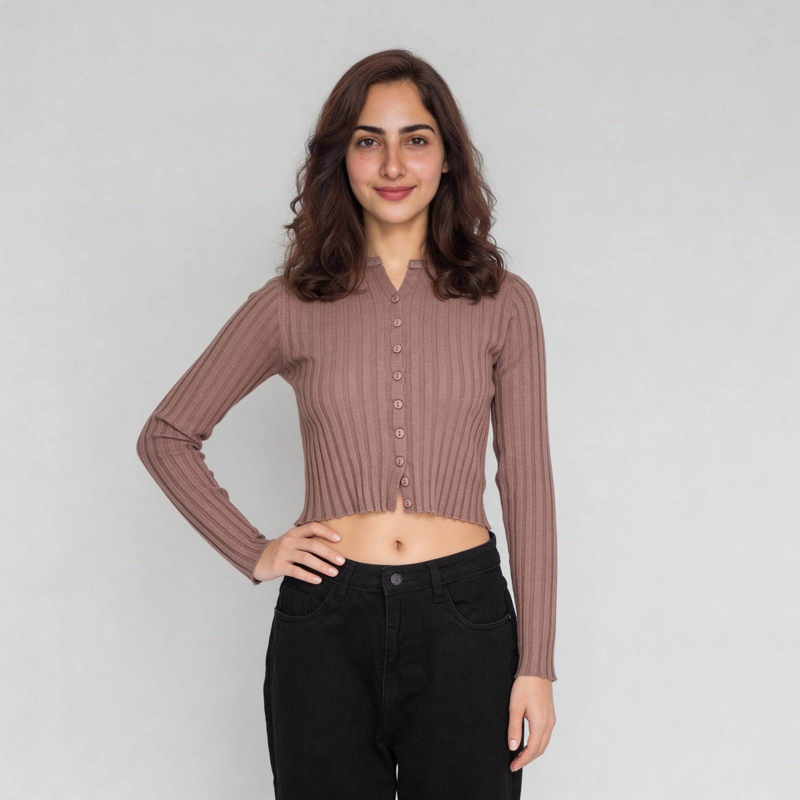 Polyester Viscose Solid Full Sleeve Top