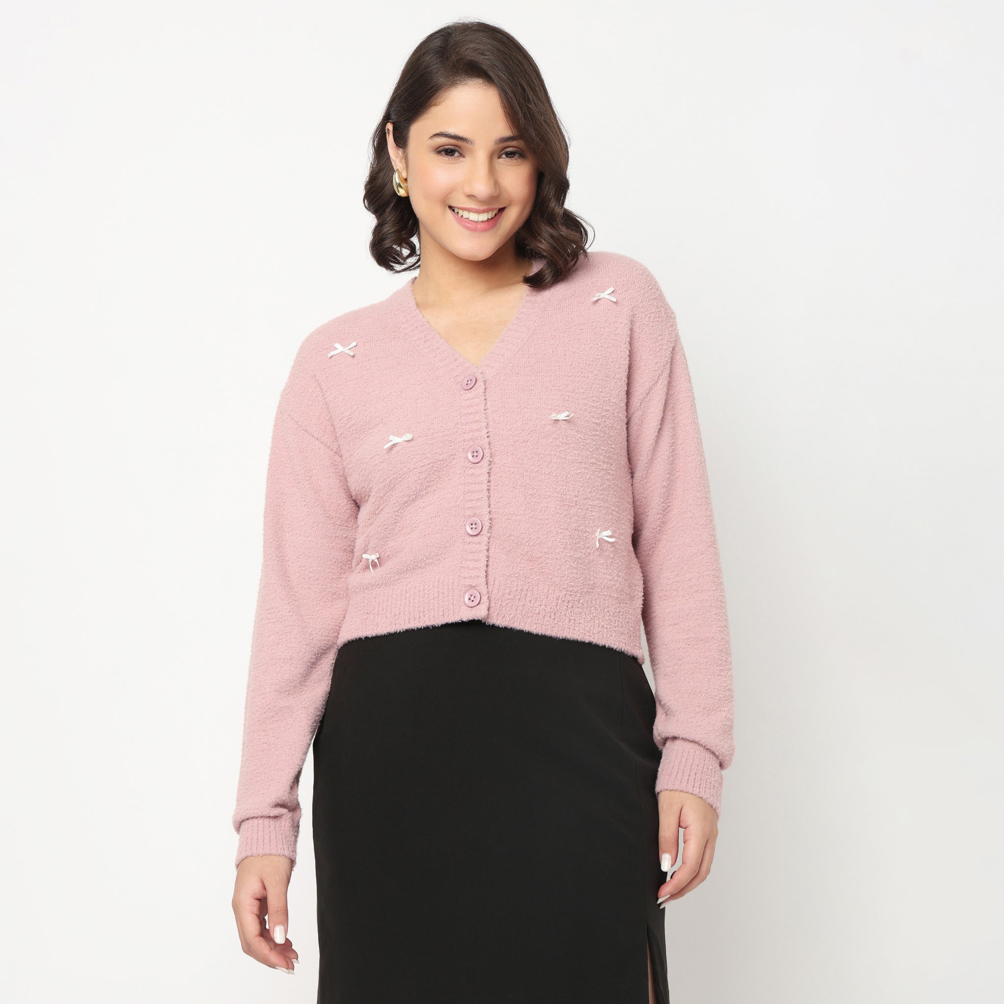 V-Neck Flat Knit Top