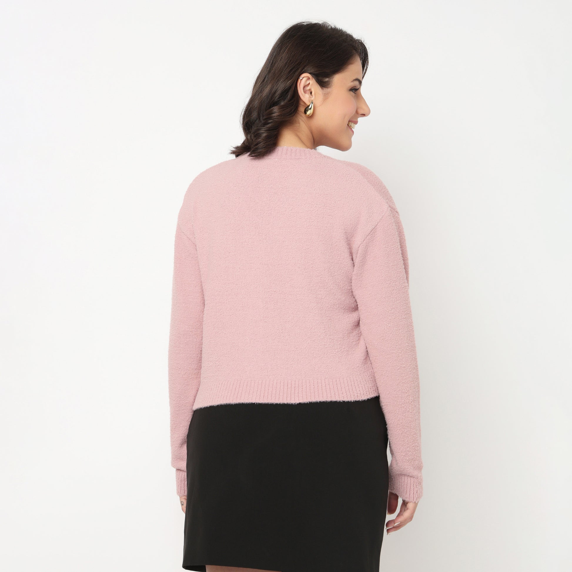 V-Neck Flat Knit Top