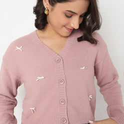 V-Neck Flat Knit Top