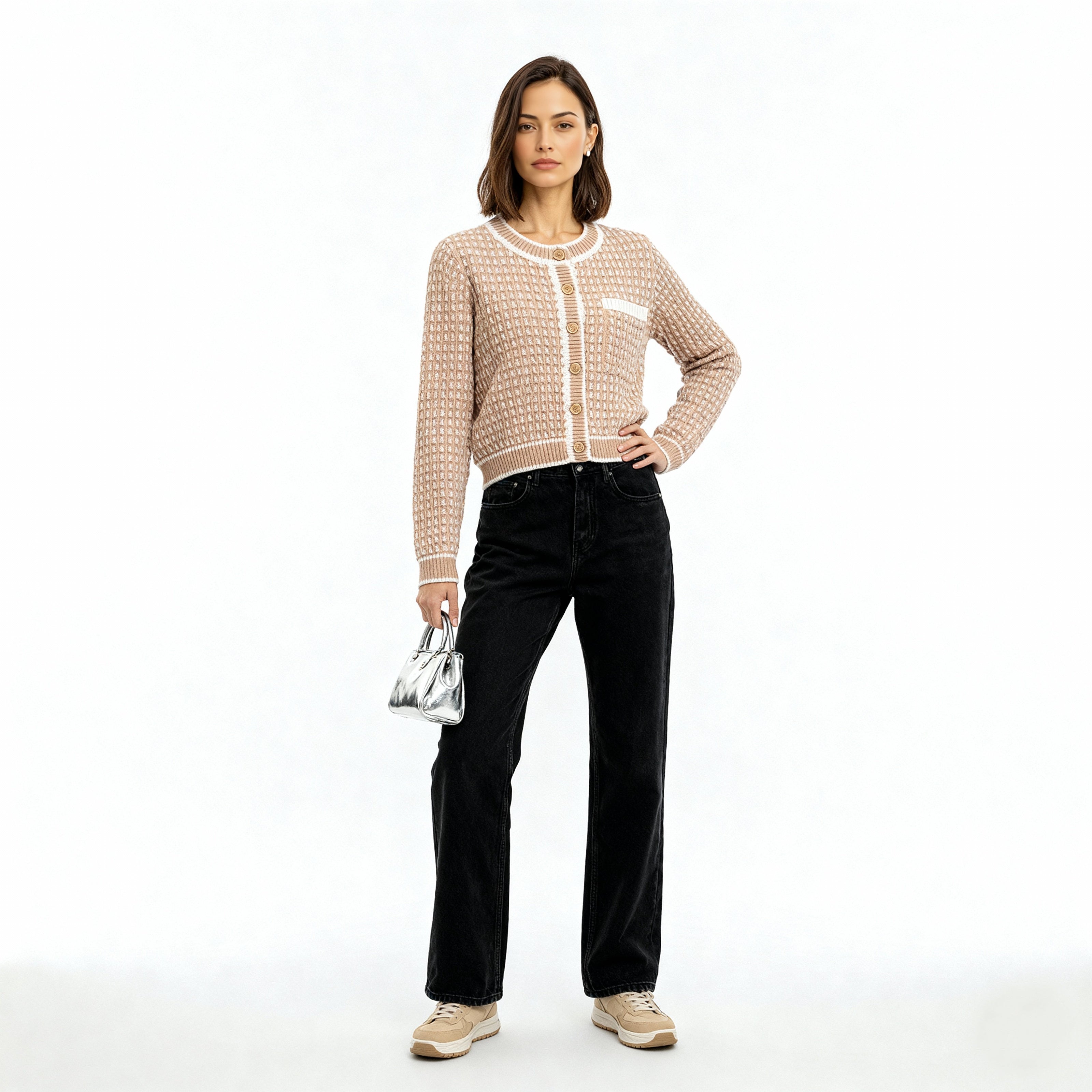 Jacquard Flat Knit Sweater