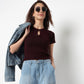 Structured Cropped Flatknit Sweater