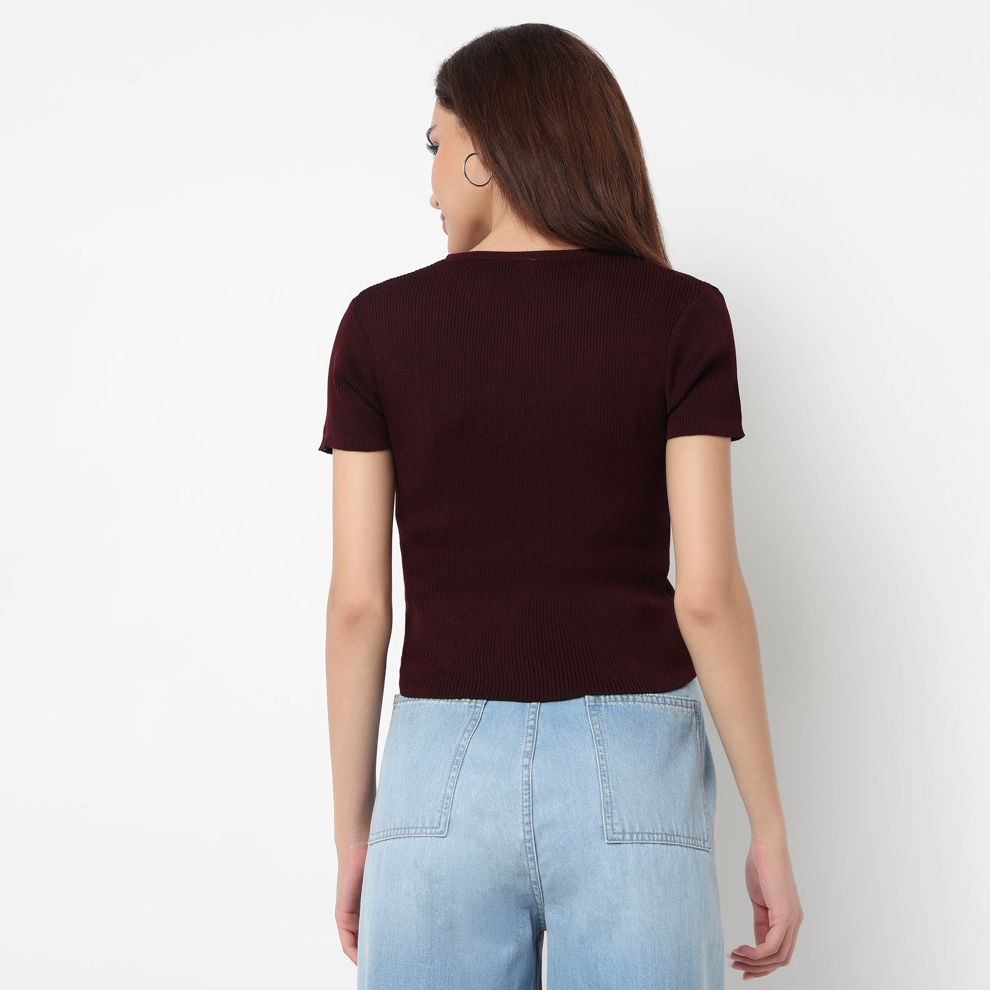 Structured Cropped Flatknit Sweater