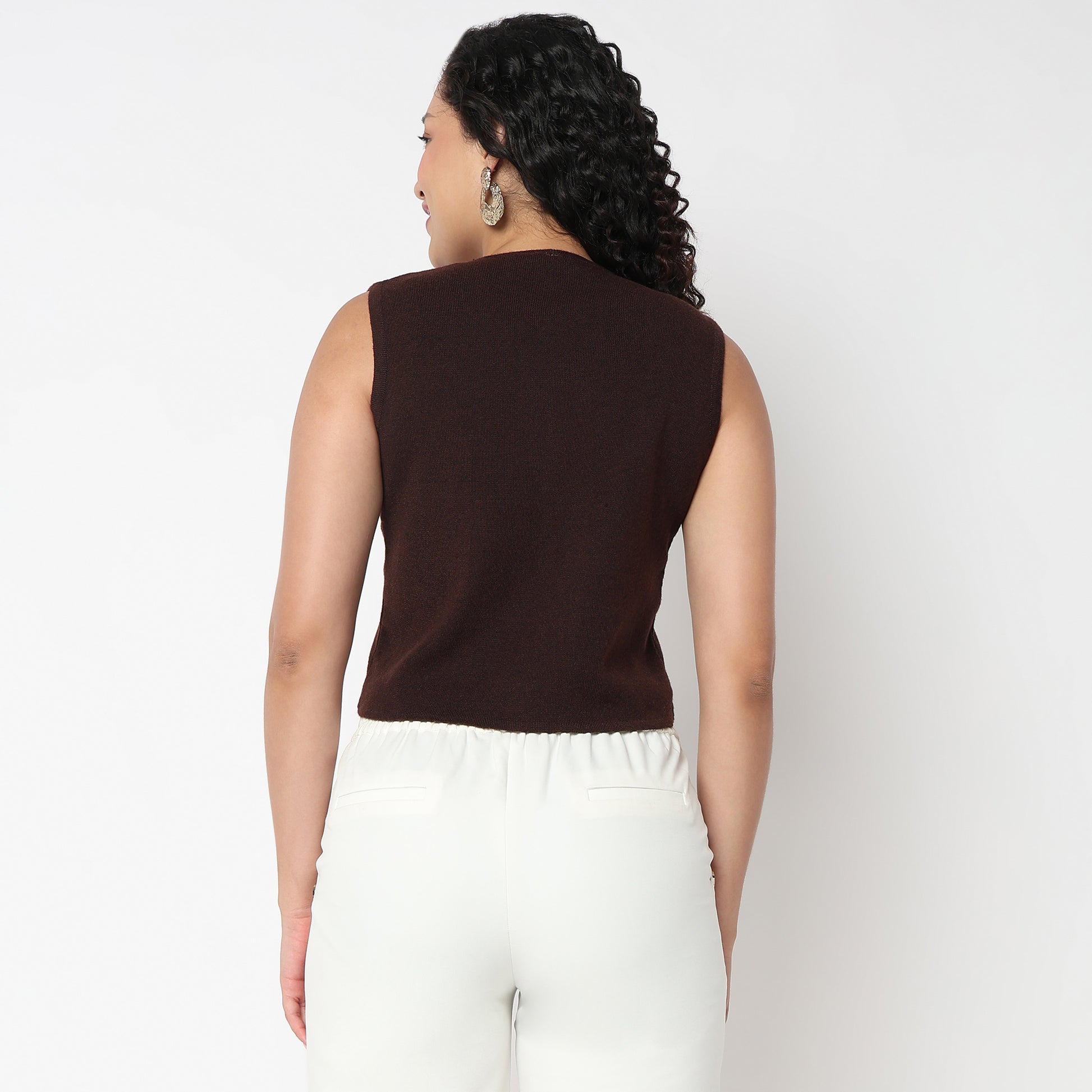 V Neck Flat Knit Crop Top