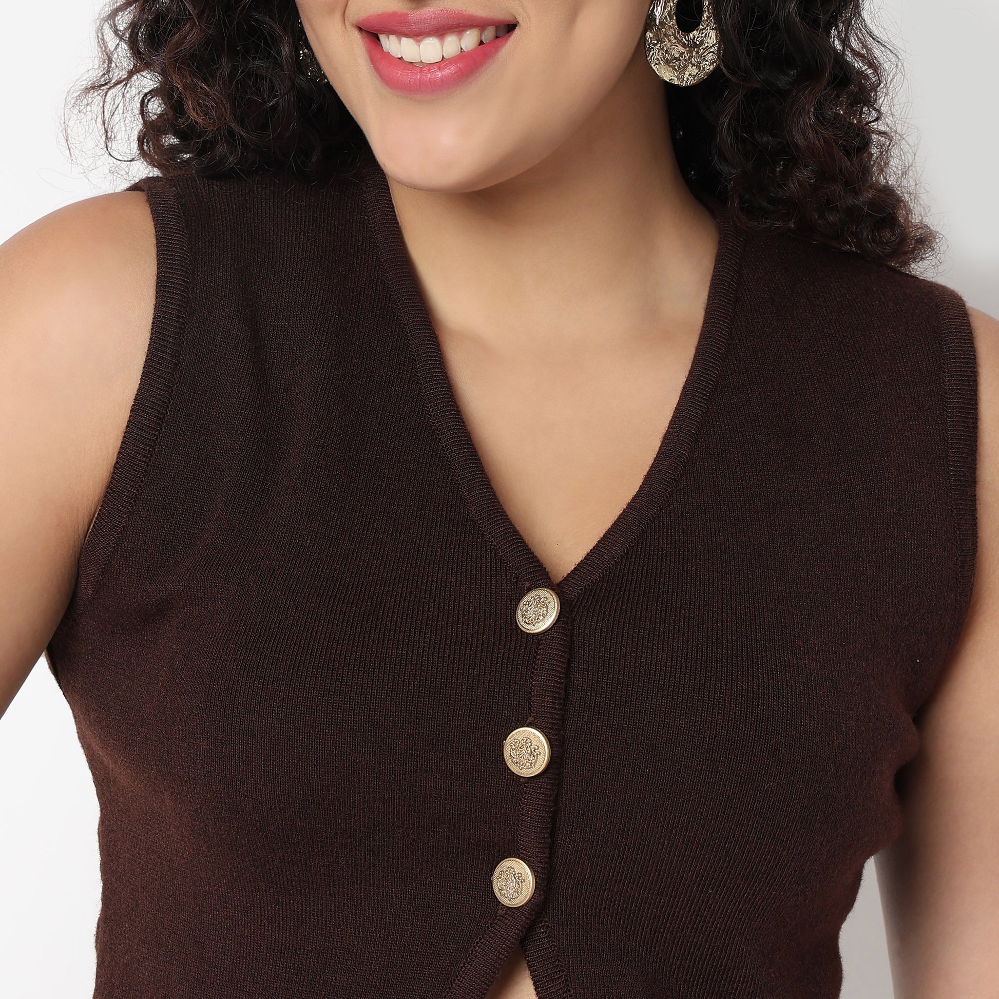 V Neck Flat Knit Crop Top