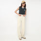 V-Neck Cotton Flatknit Top