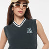 V-Neck Cotton Flatknit Top