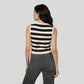 Sleeveless Striped Flat Knit Sweater