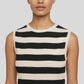 Sleeveless Striped Flat Knit Sweater